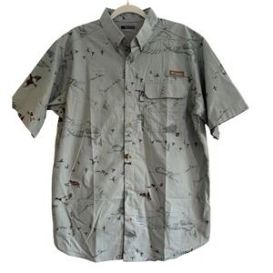 Columbia PHG Super Sharptail Duck Print Short Sleeve Shirt LG Sage Green HM0025